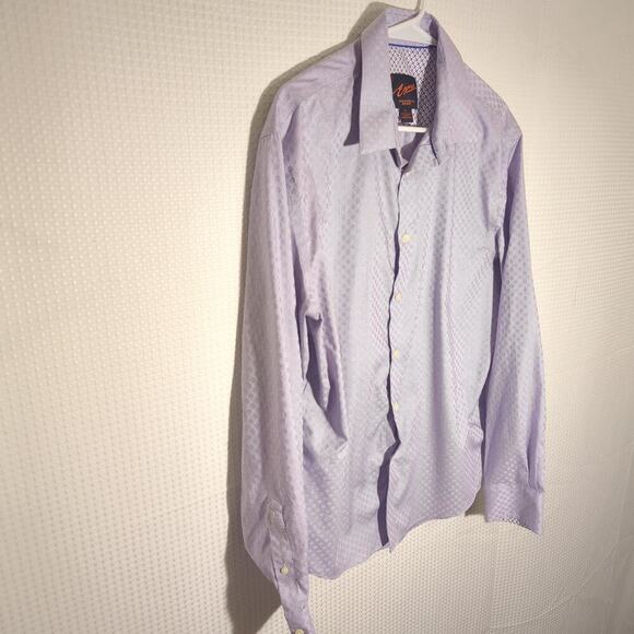 Egara L Slim Fit Stretch Non Iron Dress Shirt Purple Geometric Cotton Mens - Picture 2 of 5